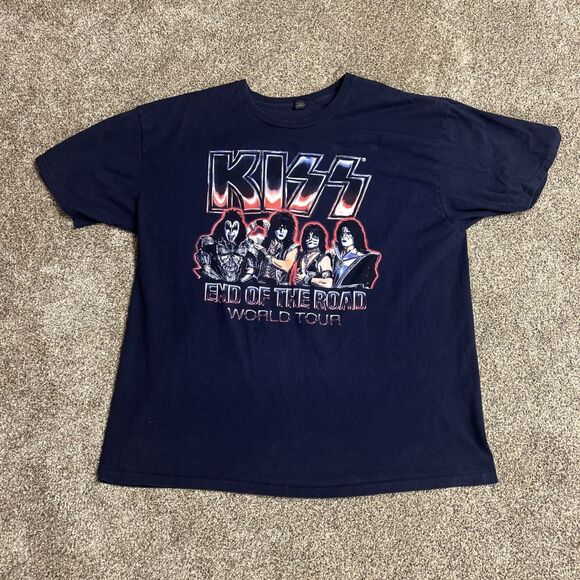 2019 Kiss End of the Road World Tour Concert T Shirt XXL Black Souvenir Dates - Picture 1 of 7